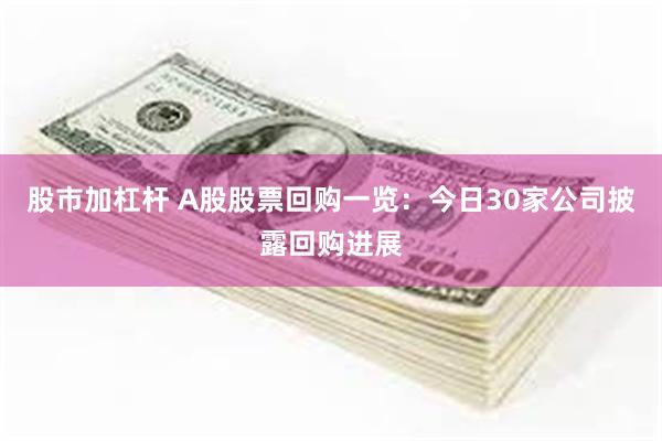 股市加杠杆 A股股票回购一览：今日30家公司披露回购进展